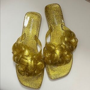 JEFFREY CAMPBELL Glitter Thong Flower Sandals Size 7